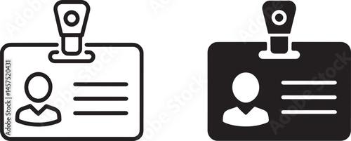 Workers’ badges Outline & silhouette set vector illustration isolated On Transparent Background