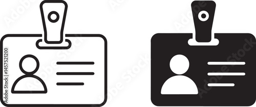 Workers’ badges Outline & silhouette set vector illustration isolated On Transparent Background