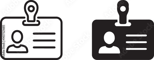 Workers’ badges Outline & silhouette set vector illustration isolated On Transparent Background