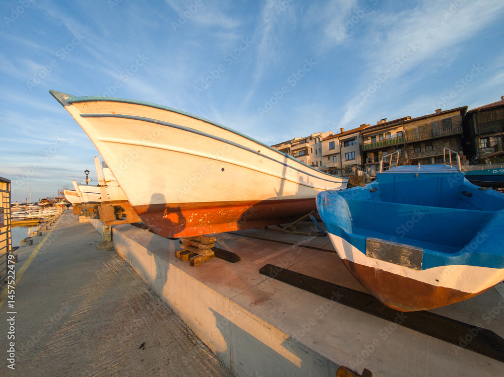 Sunset view of the port of Sozopol, Bulgaria