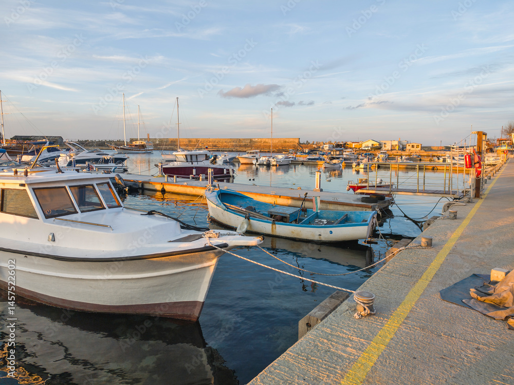Sunset view of the port of Sozopol, Bulgaria