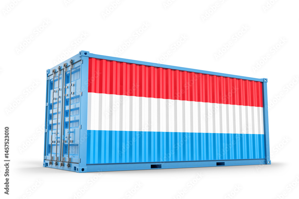 Luxembourg flag painted on cargo container representing international trade and transportation. 3D Rendering Luxembourg flag painted on cargo container representing international trade and transportation. 3D Rendering