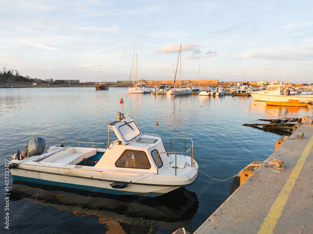 Sunset view of the port of Sozopol, Bulgaria