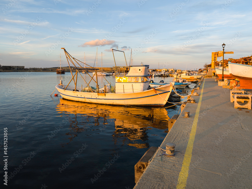 Sunset view of the port of Sozopol, Bulgaria