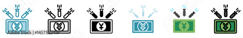 Embargo multi style, mini illustration icon set. outline, flat, glyph, line color. vector for UI, UX, app, web, digital or print, related to trade war, economic competition, business, finance.
