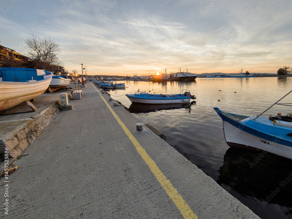 Sunset view of the port of Sozopol, Bulgaria