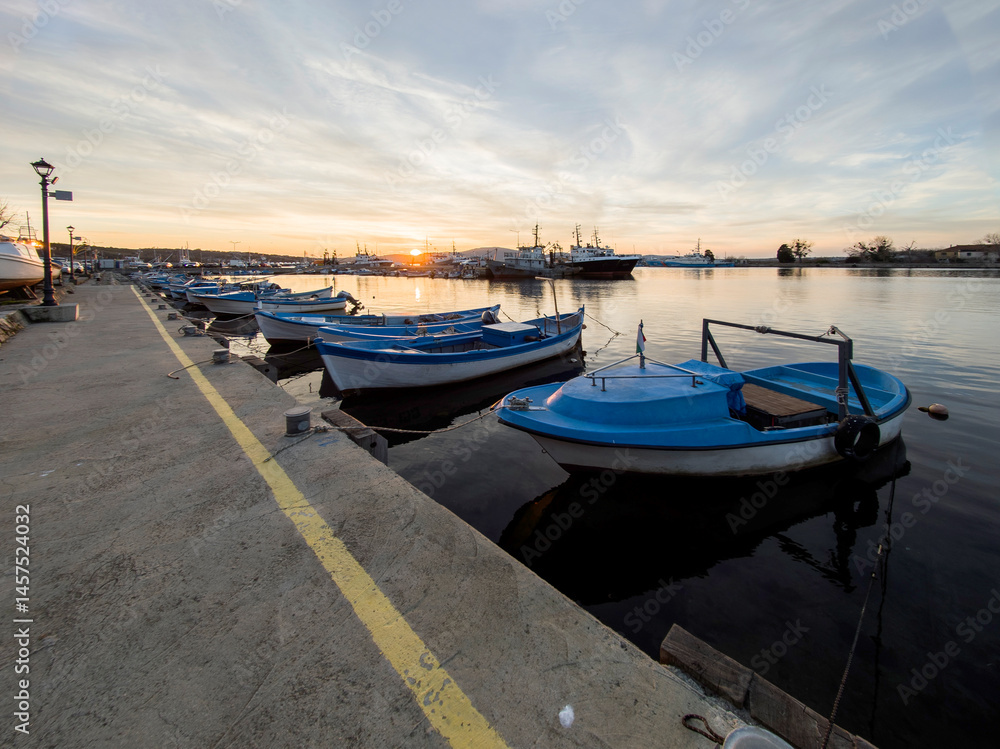 Sunset view of the port of Sozopol, Bulgaria