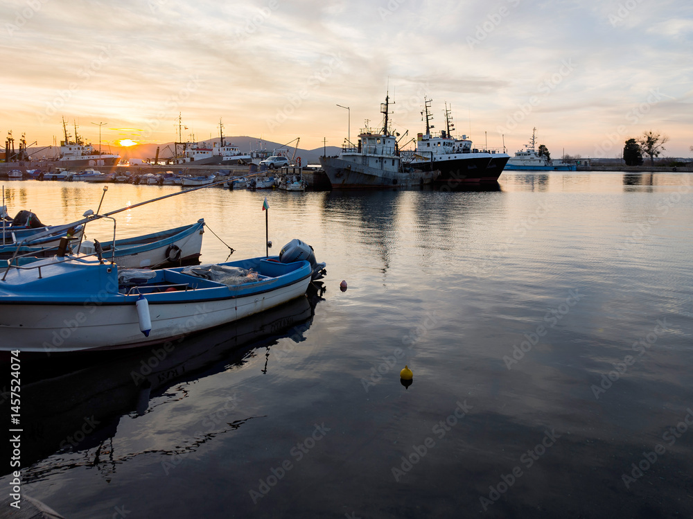 Sunset view of the port of Sozopol, Bulgaria