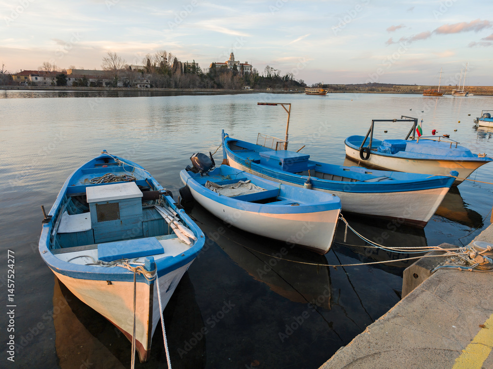Sunset view of the port of Sozopol, Bulgaria