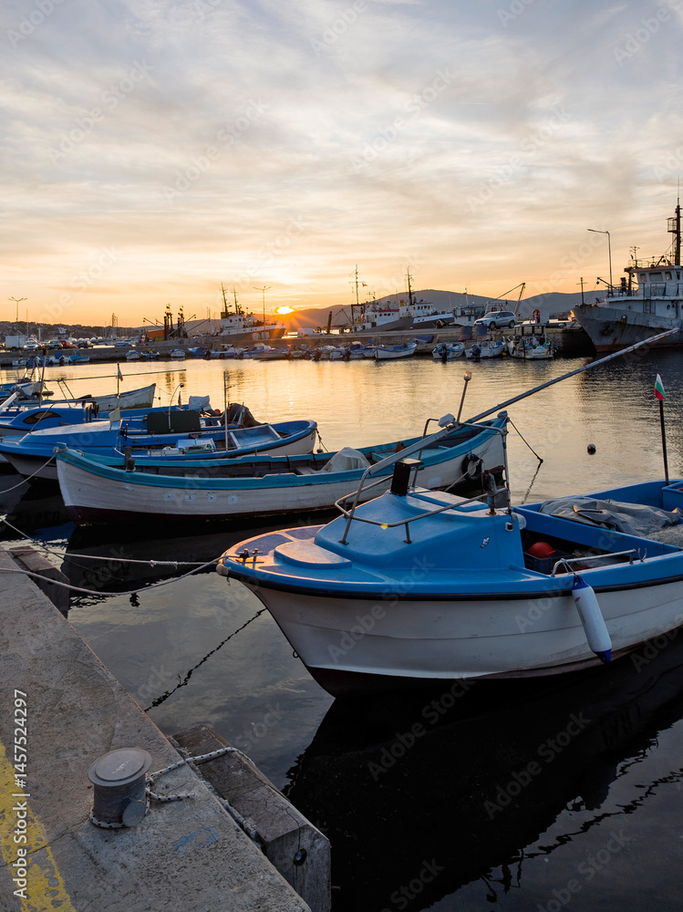 Sunset view of the port of Sozopol, Bulgaria