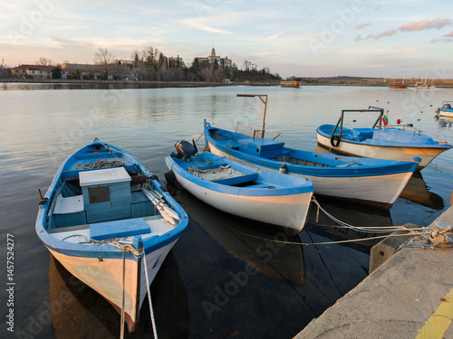 Obraz na płótnie Sunset view of the port of Sozopol, Bulgaria w salonie