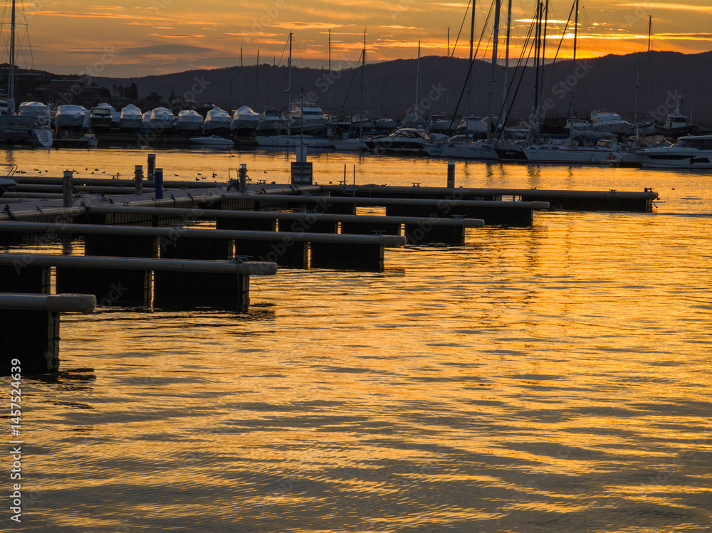 Sunset view of the port of Sozopol, Bulgaria