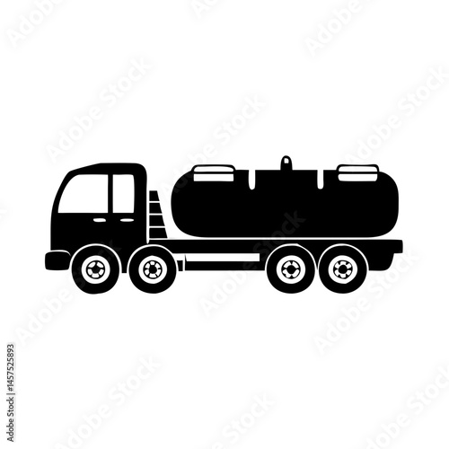 Silhouette of a Tanker Truck for Liquid Transport and Fuel Delivery