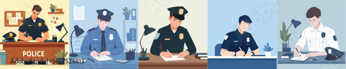 vector set of police writing