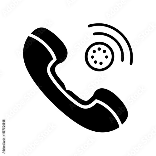 Icon of a telephone receiver with radio waves indicating active call