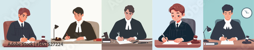 vector set of judges writing