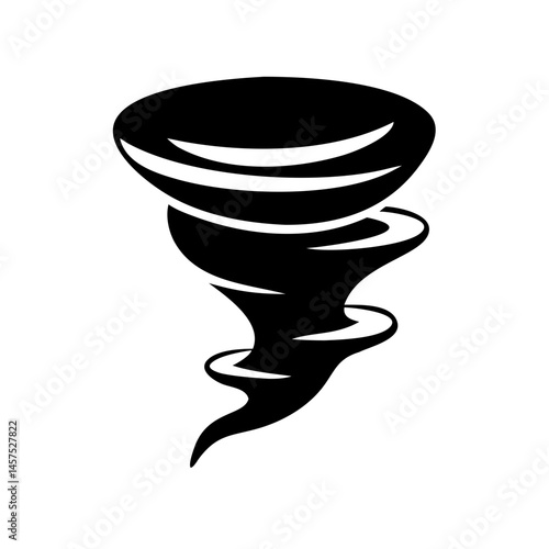 Stylized Black and White Tornado Illustration Depicting Powerful Weather Formation