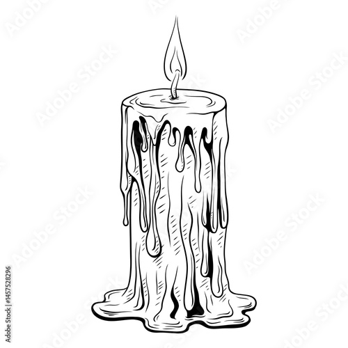 hand drawn line art illustration of candle