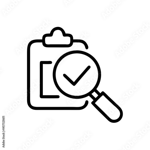 Checklist with magnifying glass examining completed tasks