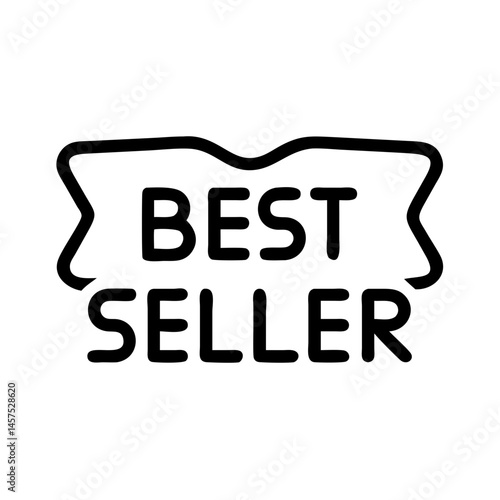 Best seller label illustration in black outline design