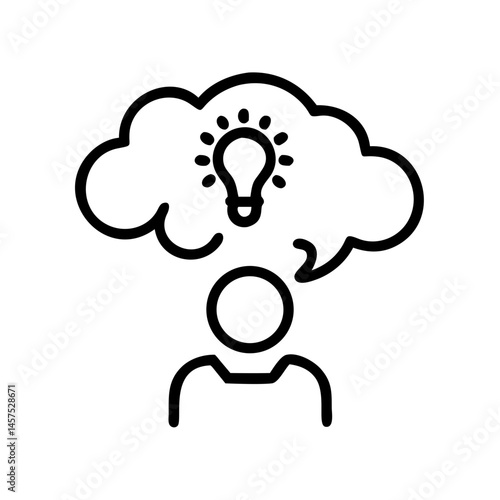 Person thinking with light bulb above head