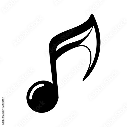 Elegant stylized eighth note music symbol in stark black and white