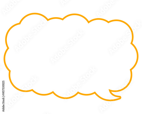 シンプルなカラー線の吹き出し　細長い雲形