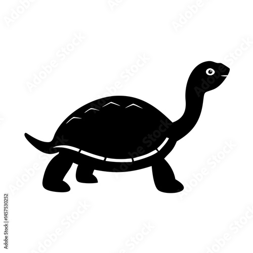 Silhouette of a turtle in black and white graphic illustration