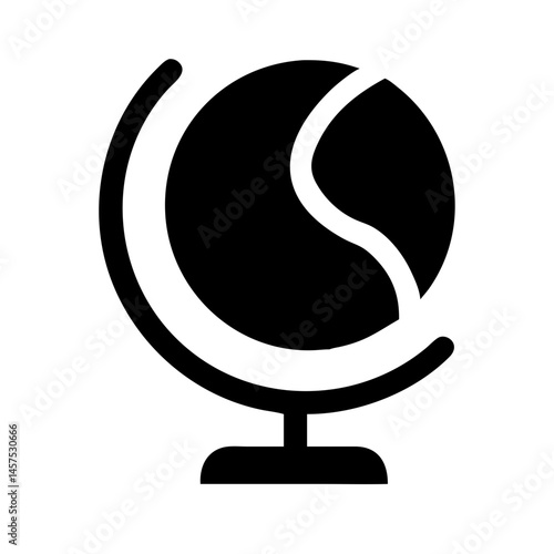 Black silhouette of a globe on a stand in minimalist design  