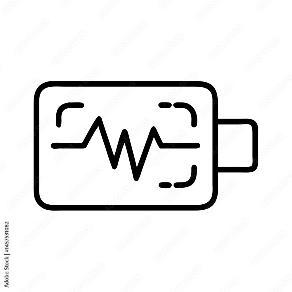 Battery icon with heartbeat line in simple design Battery icon with heartbeat line in simple design