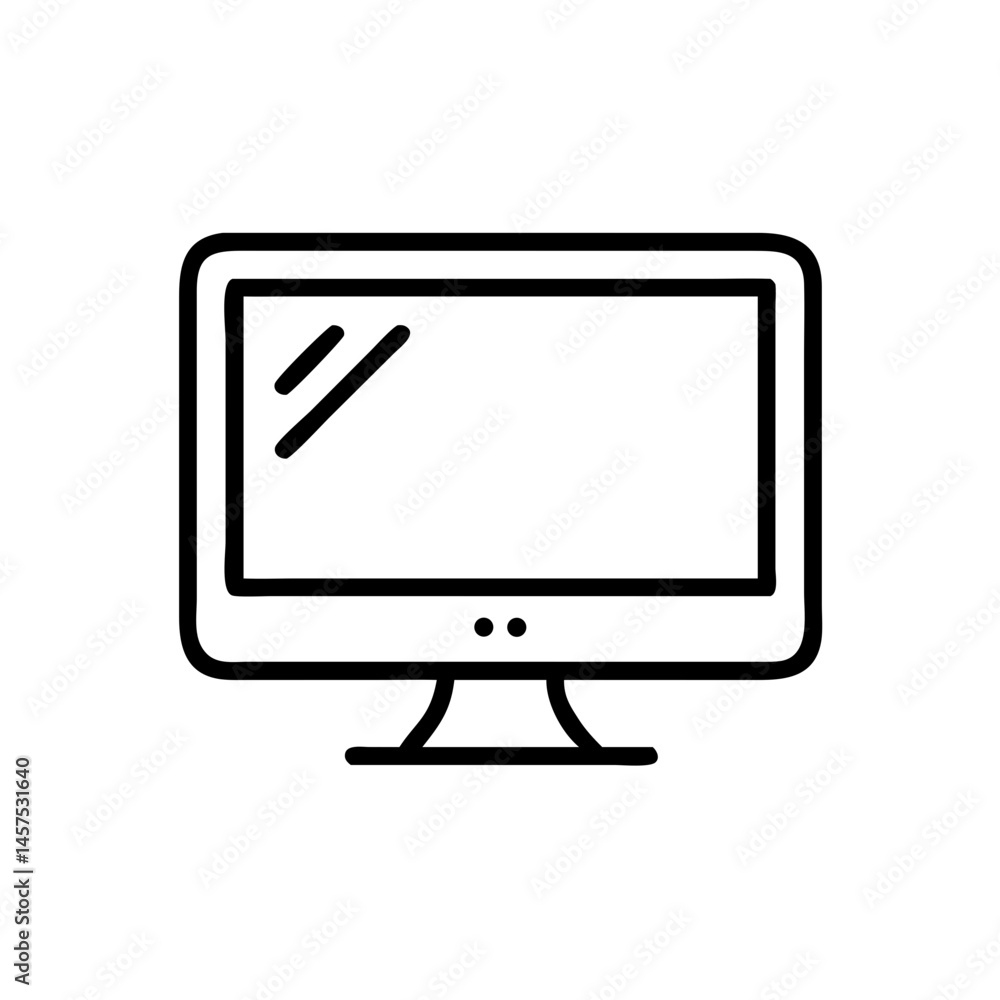 Computer monitor outline on white background Computer monitor outline on white background