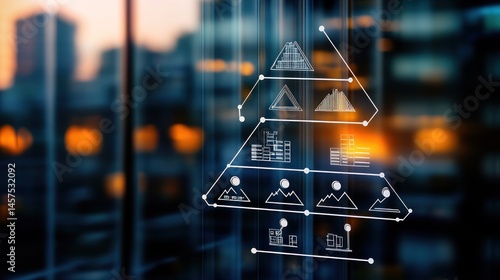 Abstract pyramid chart representing data hierarchy and business structure