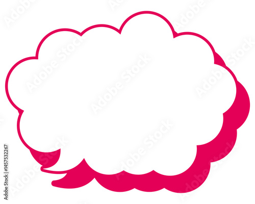 シンプルなカラー線の吹き出し　丸みのある雲形