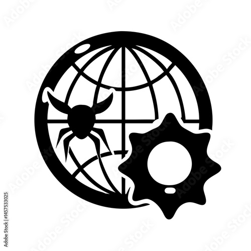 Conceptual Icon Depicting Cyber Security Threat, Data Settings, and Network Issues