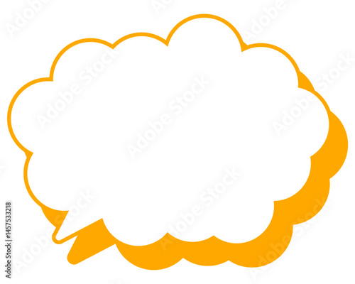シンプルなカラー線の吹き出し　丸みのある雲形