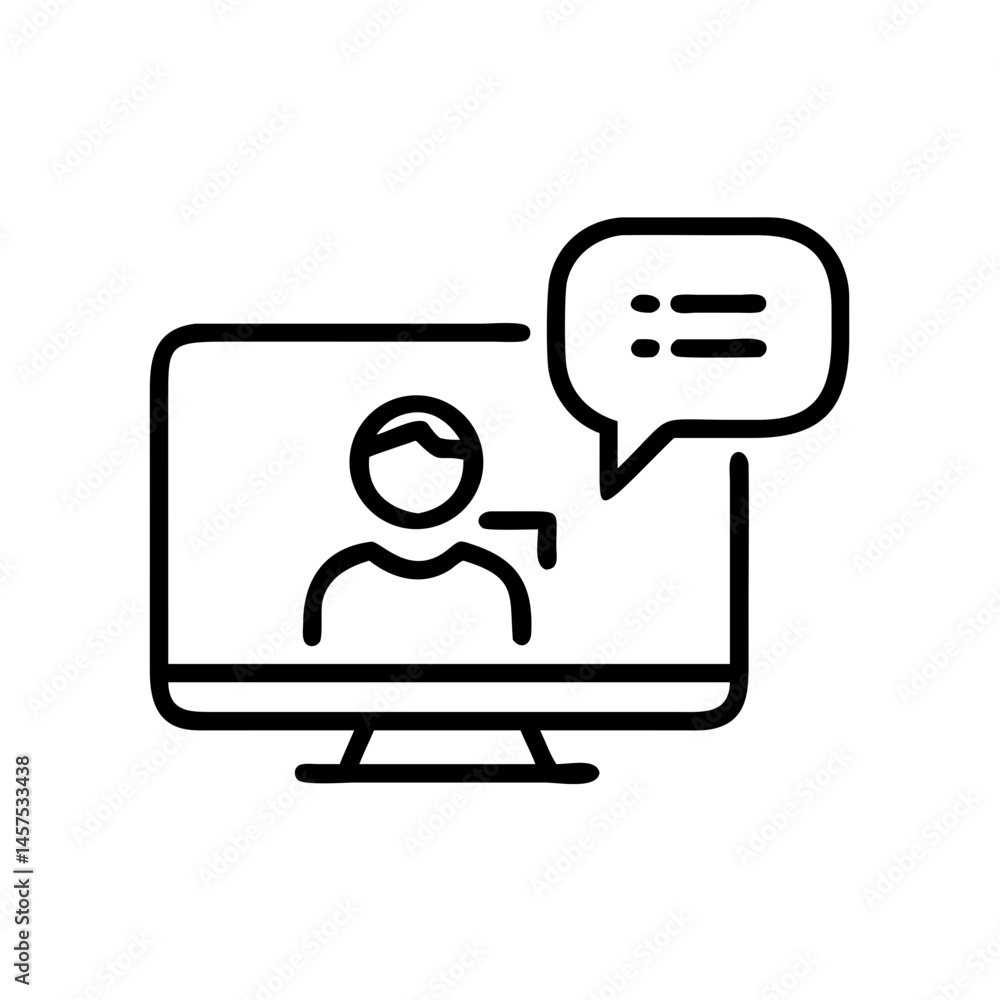 Person communicating on computer screen Person communicating on computer screen