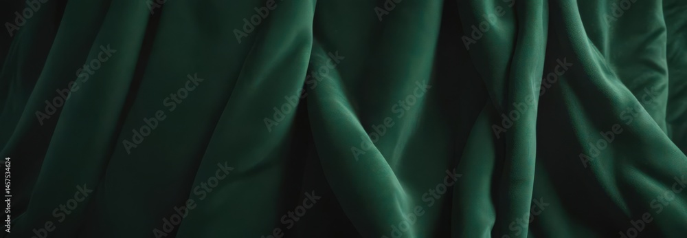 Obraz premium Deep emerald velvet textile, ideal for upholstery or decor , textile, fabric
