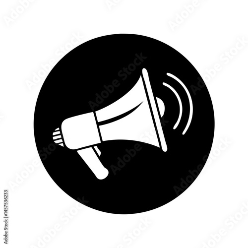 Monochromatic Icon of a Megaphone in a Circle Signifying Communication