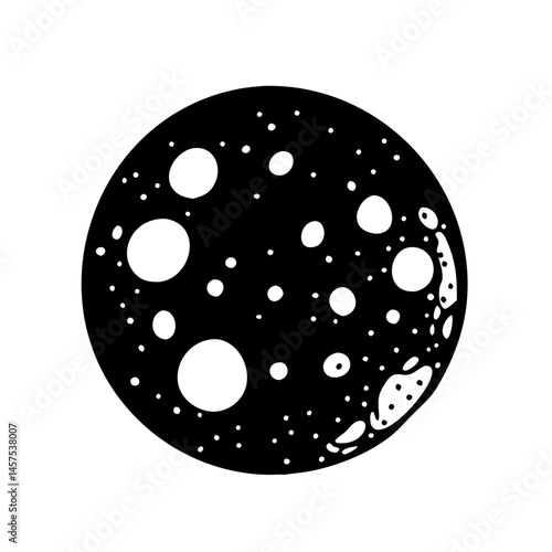 Stylized full moon with craters and stars in a simple graphic style