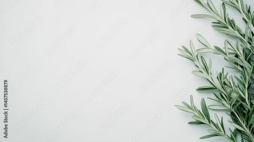 Naklejka premium Fresh rosemary sprigs on minimalist background