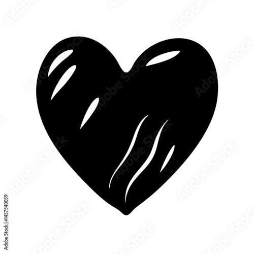 A monochromatic heart with artistic strokes conveys a romantic and loving feeling