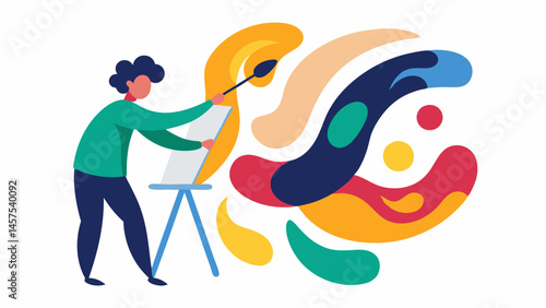 Creative Expression A person painting on a canvas with colorful swirls and shapes symbolizing the therapeutic power of art and creativity in processing emotions during transitions.