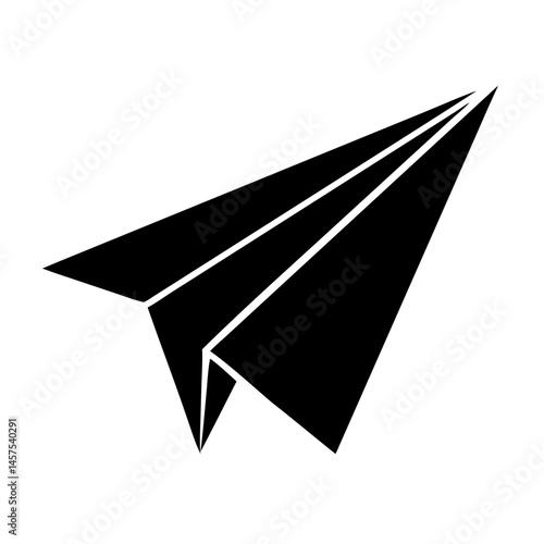 Stylized black paper airplane illustration on a clean white background image