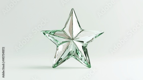 3D Green Star on White Background: Abstract