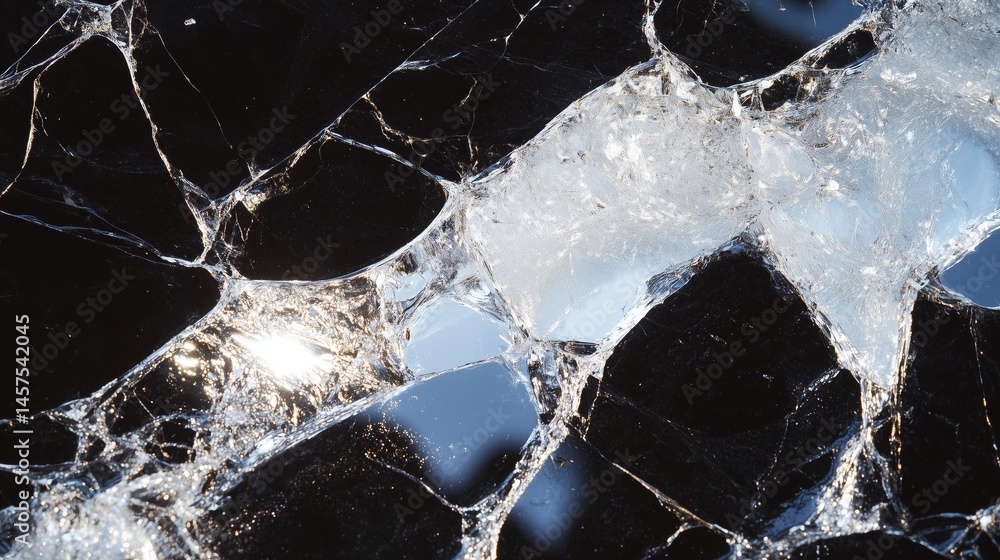 Abstract Black Ice Texture: Broken Architectural Fragment