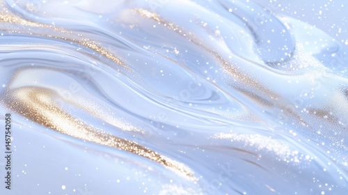 Abstract Blue Metallic Glitter Paint Swirls: Luxury Liquid Texture Background
