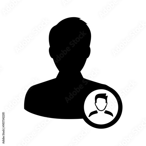 Black and White Silhouette of a Person with Another Person in Circle