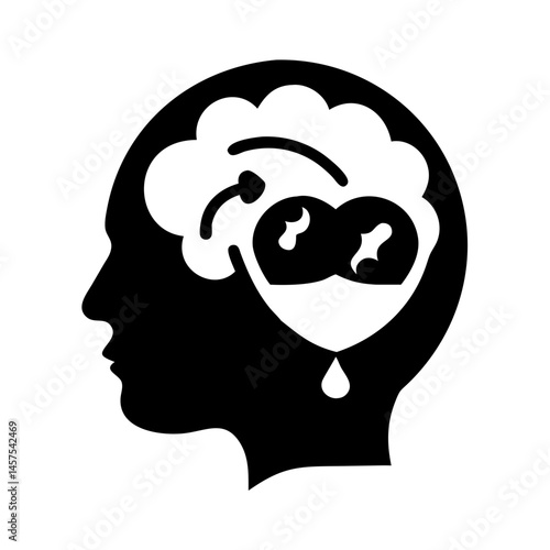 Conceptual illustration of a mind in emotional turmoil and inner conflict