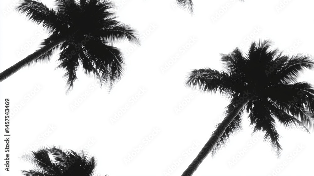 Hawaiian Tropical Palm Tree Pattern: Black and White