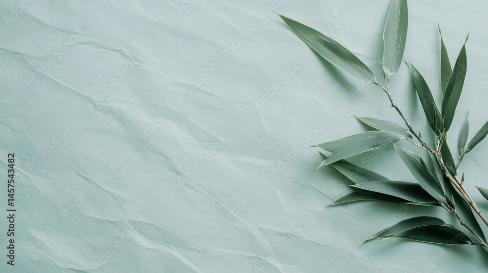 Green Mulberry Paper featuring Bamboo leaf